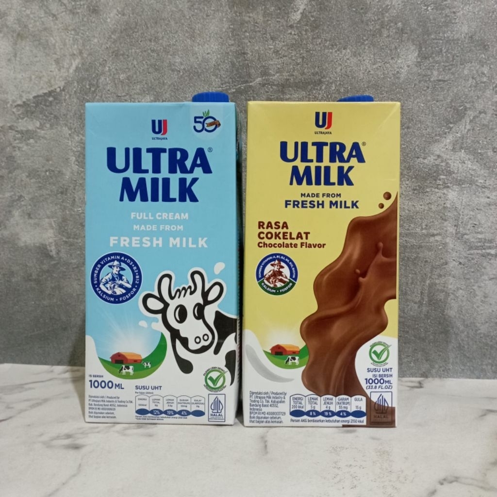 SUSU ULTRA MILK UHT 1 LITER FULL CREAM, COKLAT