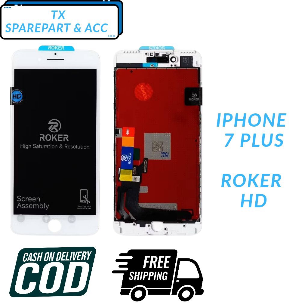 ( TX ) LCD UNTUK IPHONE 7 PLUS BLACK / WHITE FULLSET ORIGINAL BY ROKER