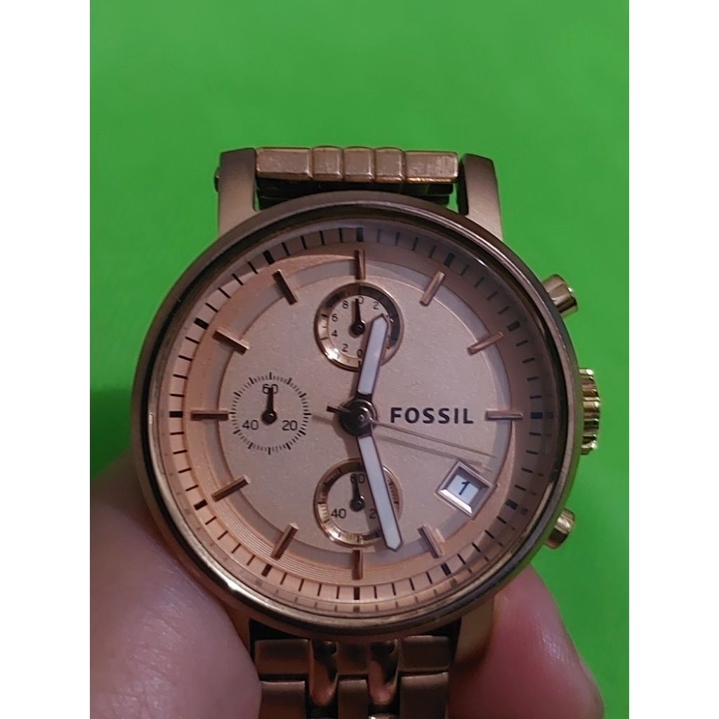 Jam Tangan Wanita Preloved used second Fossil Boyfriend ES3380 Rosegold
