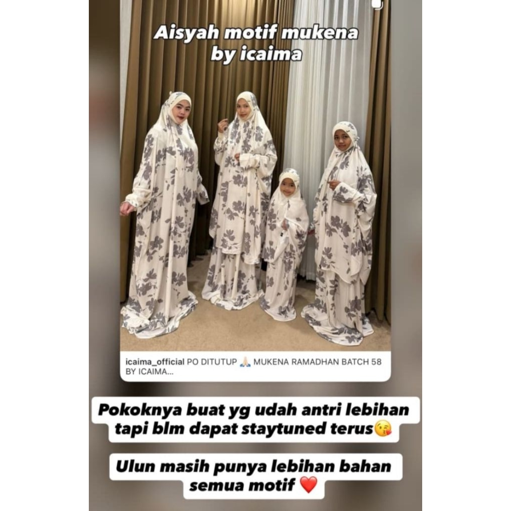 MUKENA MOTIF ICAIMA UKURAN ALL SIZE/MUKENA EDISI RAMADHAN ICAIMA/MUKENA ICAIMA