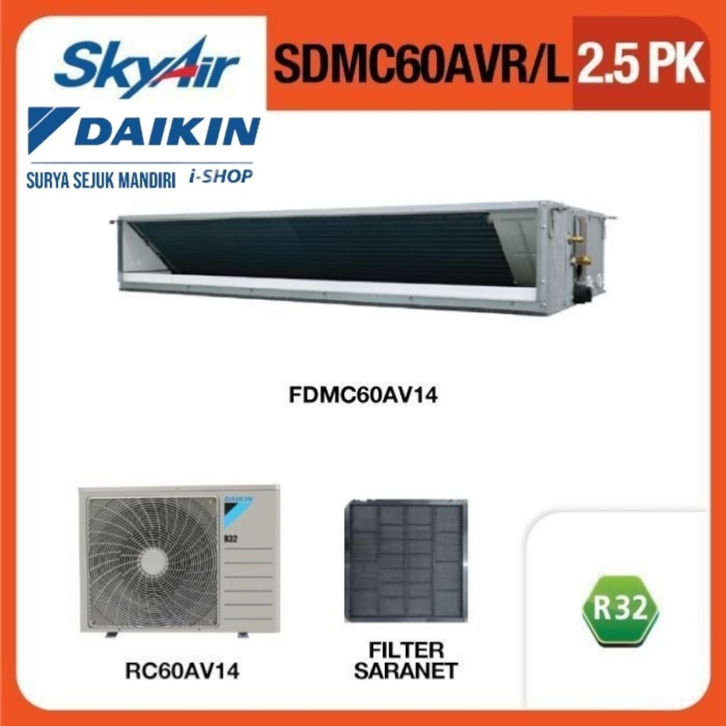 Ac Daikin Standart Tipe Duct 2.5 Pk FDMC60AVR Ac Split Duct Daikin 2 Pk SDMC60AVR