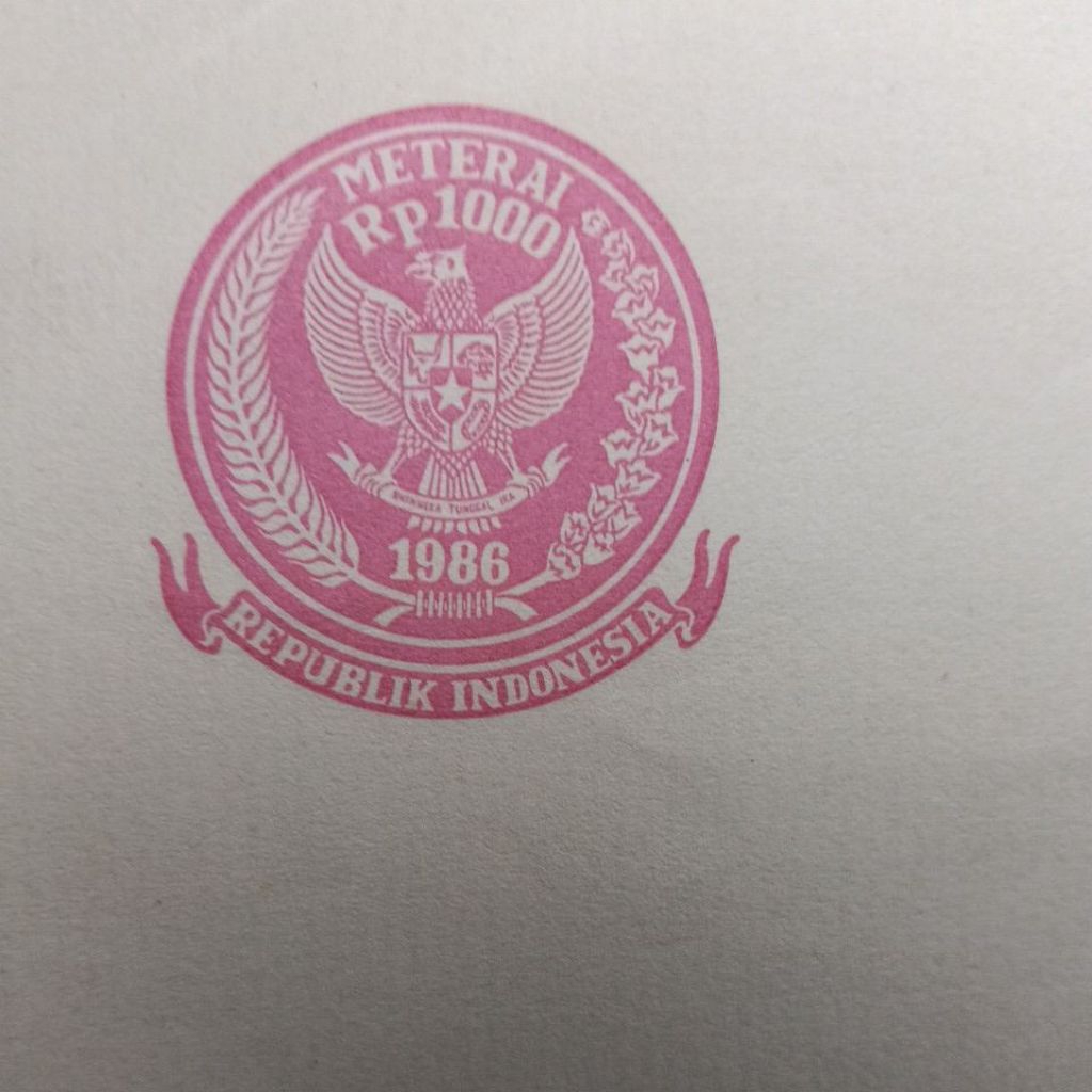 kertas segel tahun 1986 Rp 1000 single