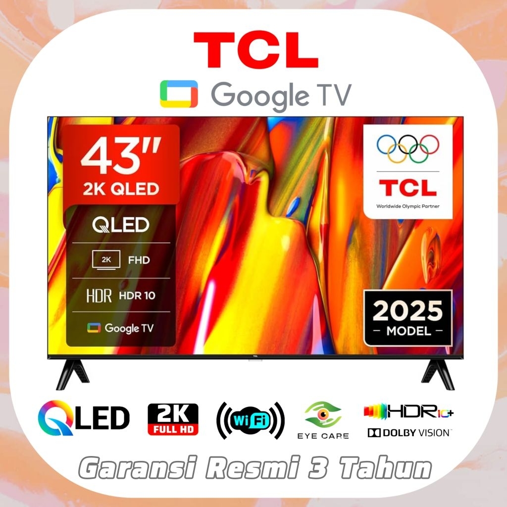 TCL 43 Inch QLed Google TV  Wifi HDR  Garansi Resmi