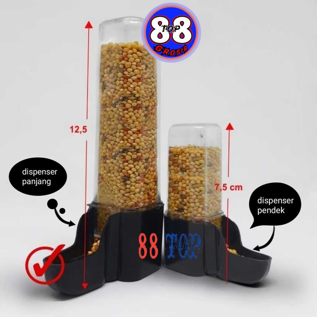 88TOP CEPUK WADAH PAKAN MINUM BURUNG DISPENSER TABUNG PANJANG CEPUK TEMPAT MAKAN PAKAN BURUNG LOVEBI