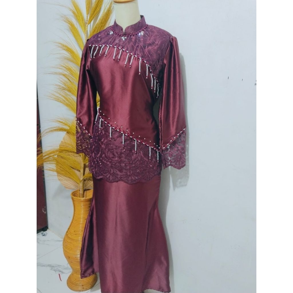 TERBARU GAmis Brokat Renda Miring Mewah Untuk Kondangan Bridesmaid Pesta Lebaran Dan Wisuda