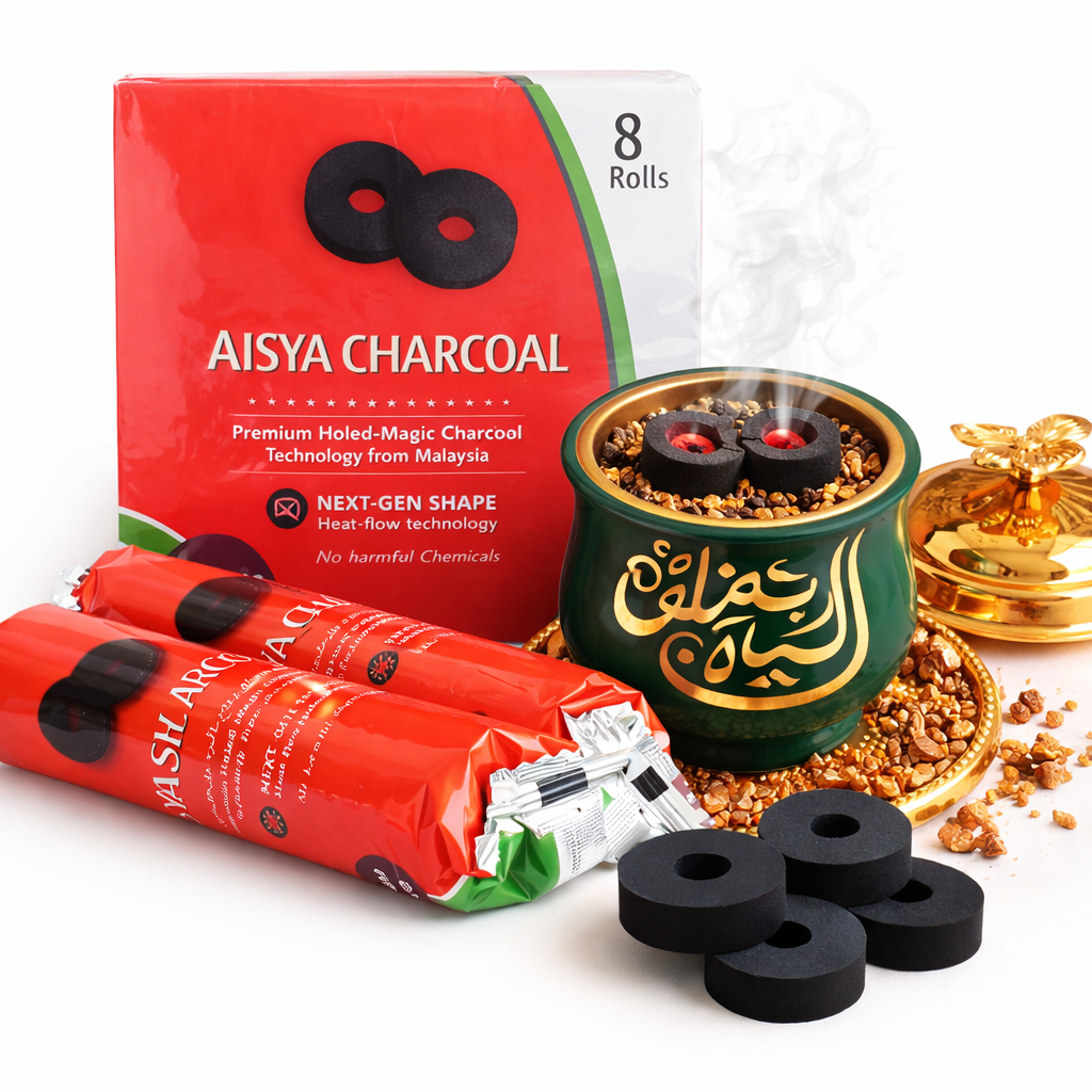 Arang Magic Aisyah Premium Holed | Untuk Bakhour & Oud- Mudah Dinyalakan, Nyala Merata, Tahan Lama