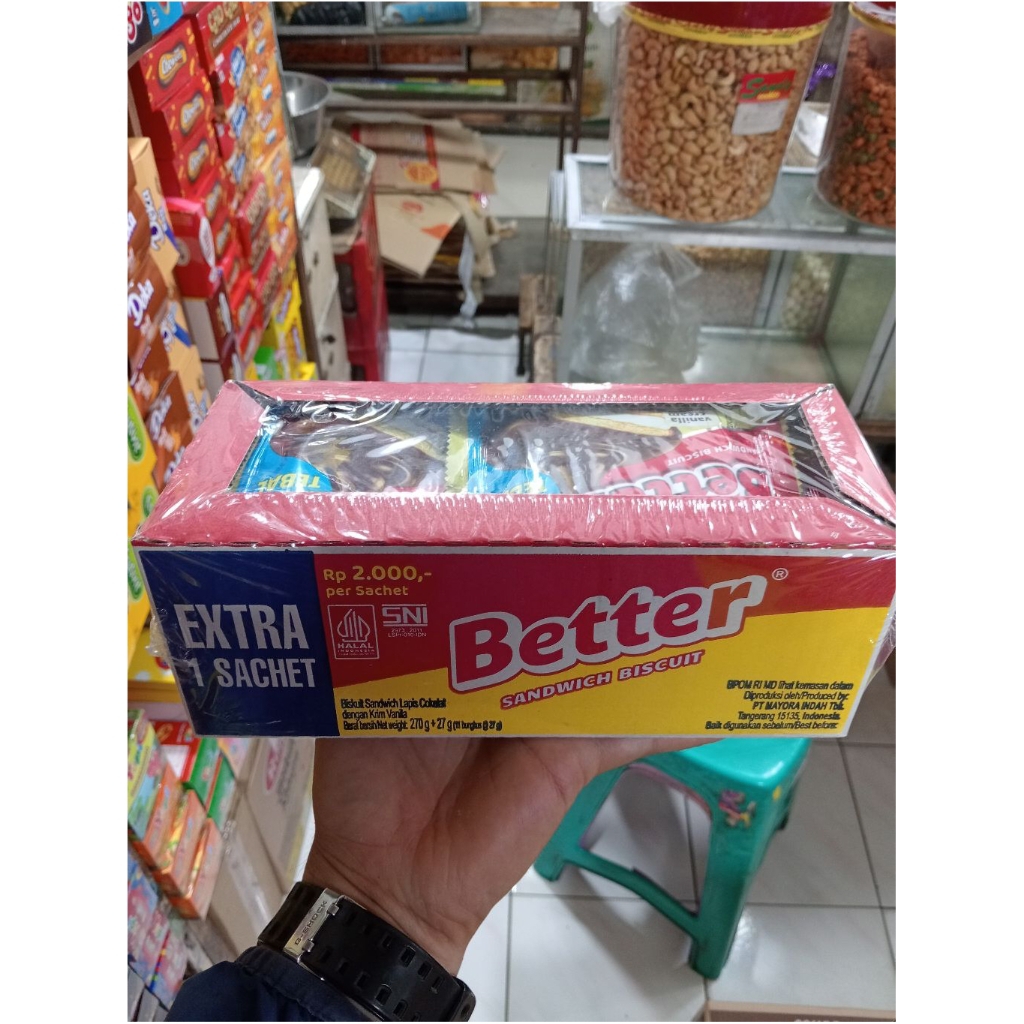 Better Vanilla & Caramel Box Isi 10+1 Pcs | Biskuit Better Snack Keluarga