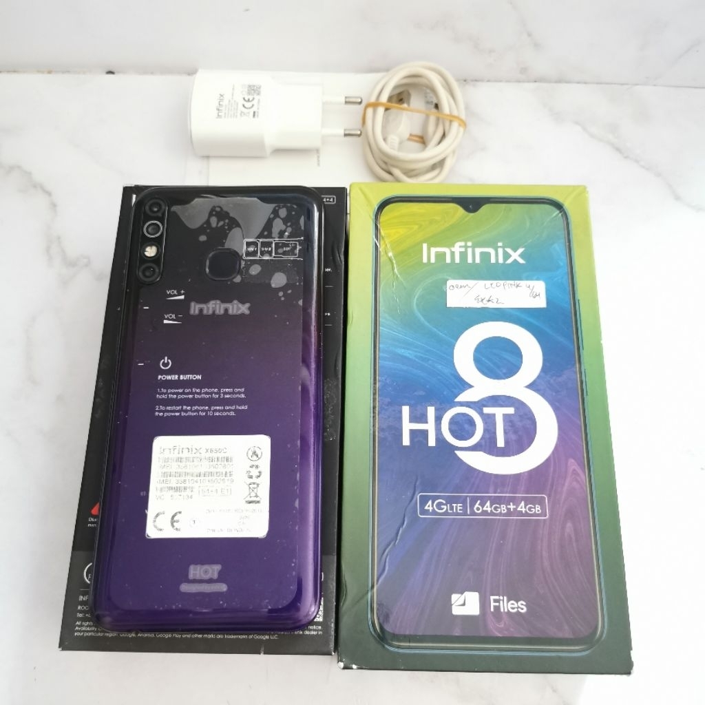 Infinix Hot 8 ram 4GB 64GB Purple Bekas - Fullset Resmi second