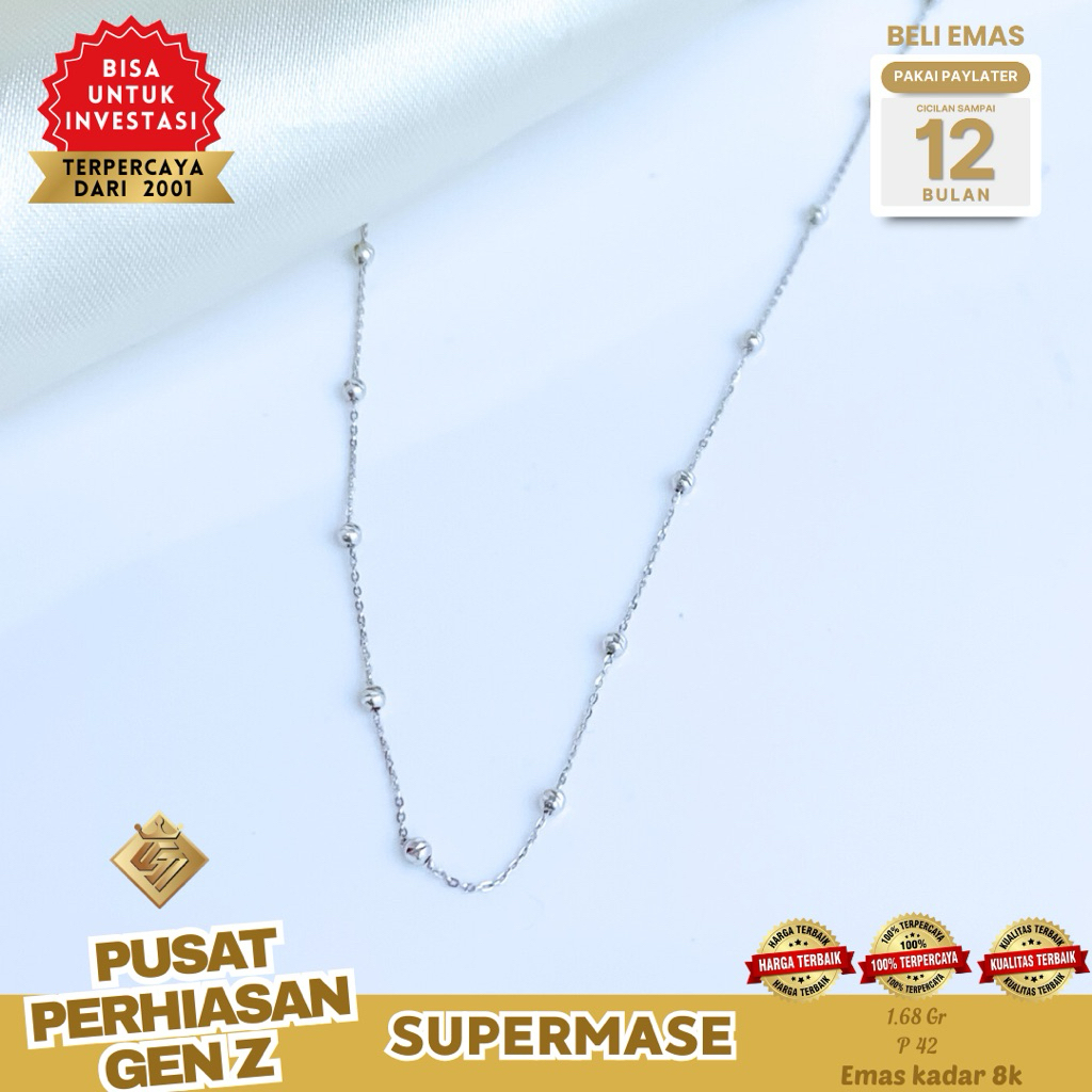 Kalung Emas 8K Rantai Emas Putih Jedar - Supermase