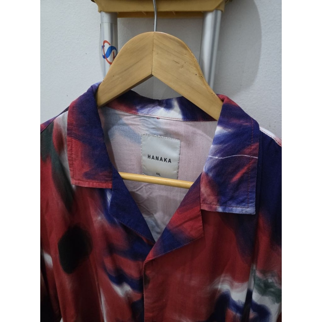 Hanaka Red Blue beach chilling Shirt. special Bali Edition. 100% original. size XXL. baju kemeja pri