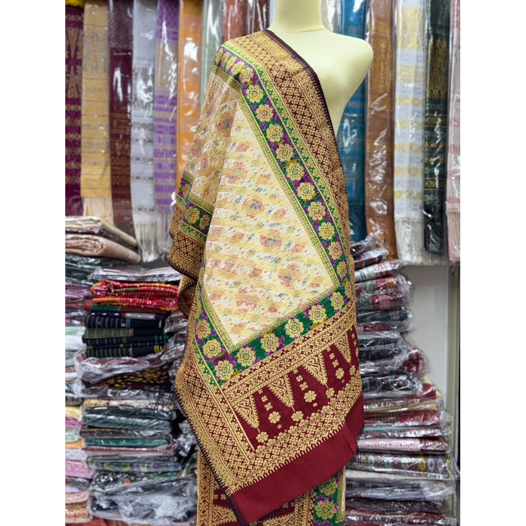 SONGKET PALEMBANG ASLI TENUN MOTIF 3 NEGRI BENANG SUTERA