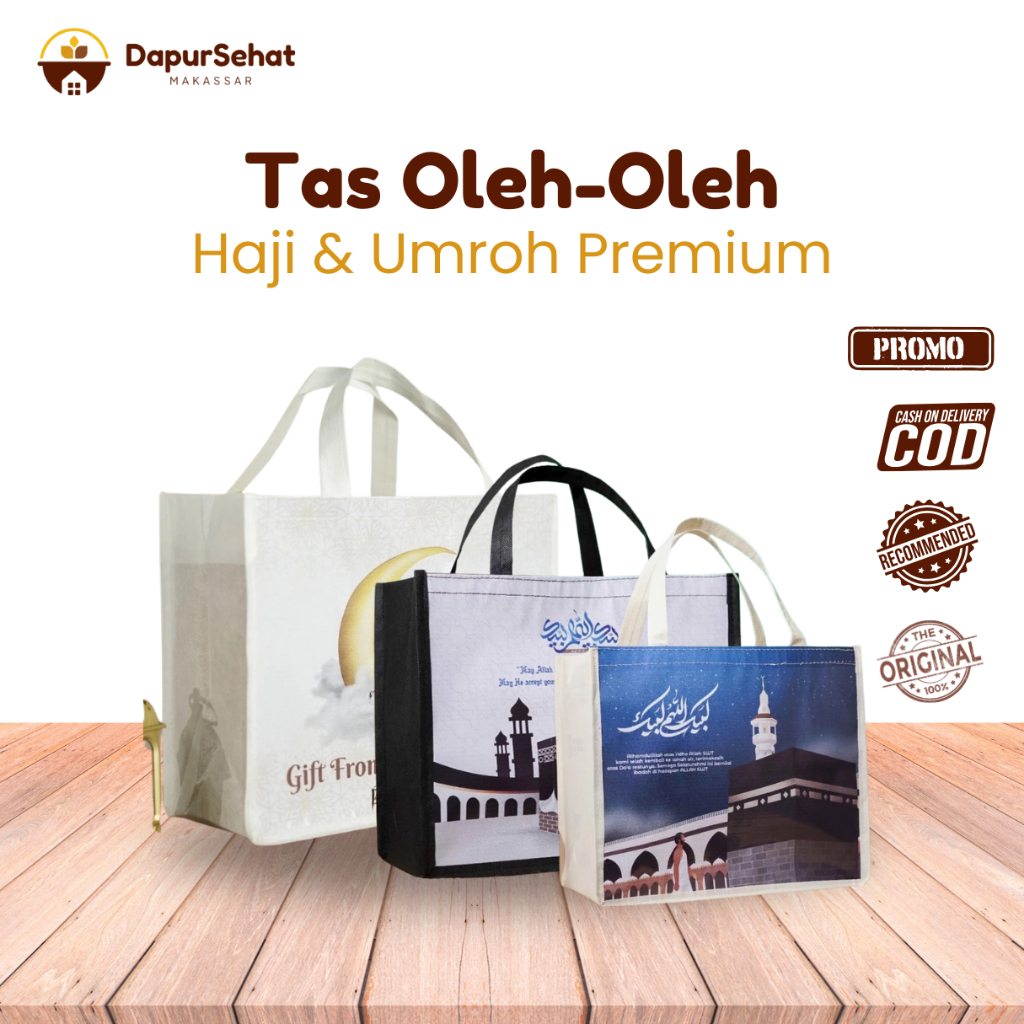 MAKASSAR TAS OLEH OLEH HAJI TOTE BAG PRINTING PREMIUM SOUVENIR HAJI DAN UMRAH UMROH BISA BELI SATUAN