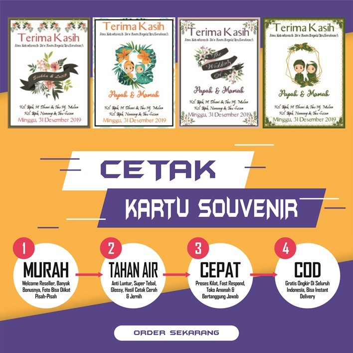 Cetak Kartu Ucapan Souvenir 001-010 Pernikahan Khitanan Aqiqahan