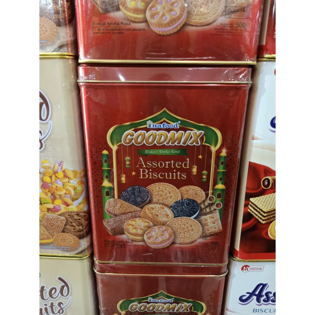 inafood goodmix assorted biscuit aneka rasa 500g kaleng