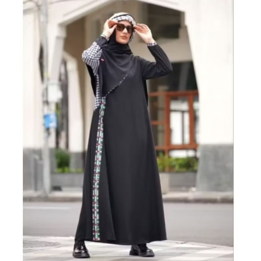 Set Gamis Aulia Palestine HITAM