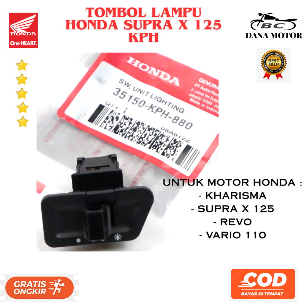 Tombol Lampu Supra x 125 Ori / Saklar Lampu On/Of Honda Vario Original Premium - 35150-KPH-880