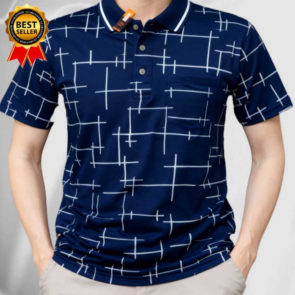 Baju pria kaos kerah korea lengan pendek ada saku II bahan lembut,adem dan sejuk di pakai II jahitan