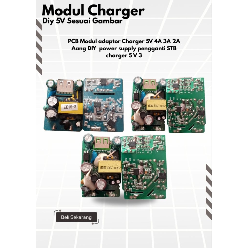 PCB Modul adaptor Charger 5V 4A 3A 2A Aang DIY  power supply pengganti STB charger 5 V 3