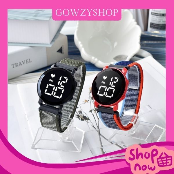 J204 Jam bulat Digital Watch Strap Kanvas Jam Tangan LED Jam Tangan Kanvas