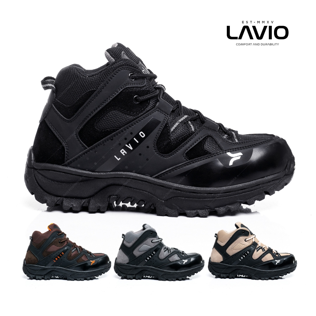 Lavio Gibson: Lavio Gibson Safety Shoes Sepatu Boots Safety Pria - Sepatu Kerja Proyek Kulit Sinteti