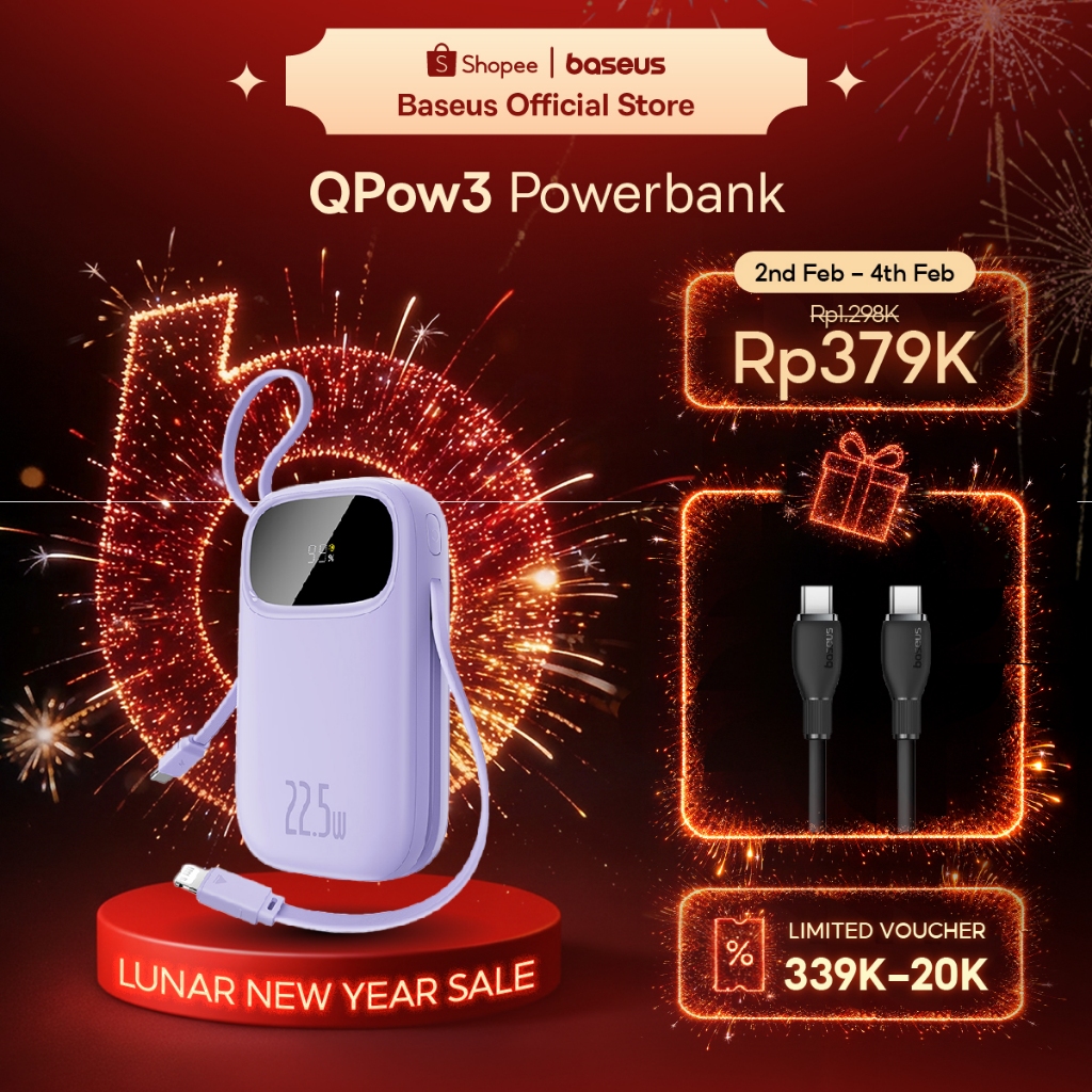 Baseus Power Bank EnerFill FC31 Qpow3 10000mAh 22,5W Fast Charging Powerbank Dual Cable