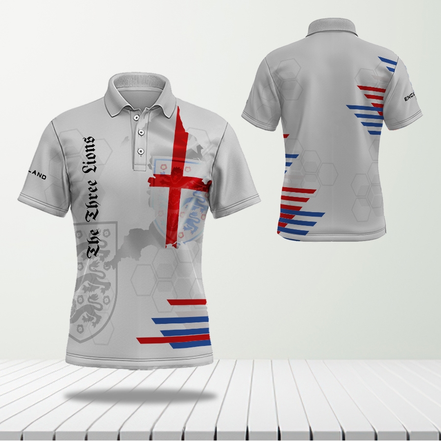 Kaos Polo Tim England Kasual  World Cup 2026 Dewasa Art -1 full Printing - The Luminos -