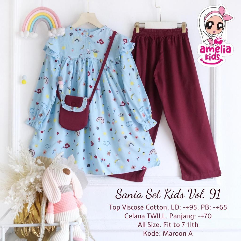 one set anak tanggung rayon / sania set umr 7-11th by amelia kids