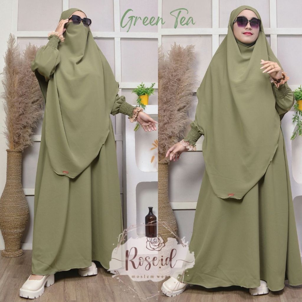 Viony abaya set French khimar syar'i bahan Sabrina anti uv/abaya gamis lebaran gamis umroh dan haji
