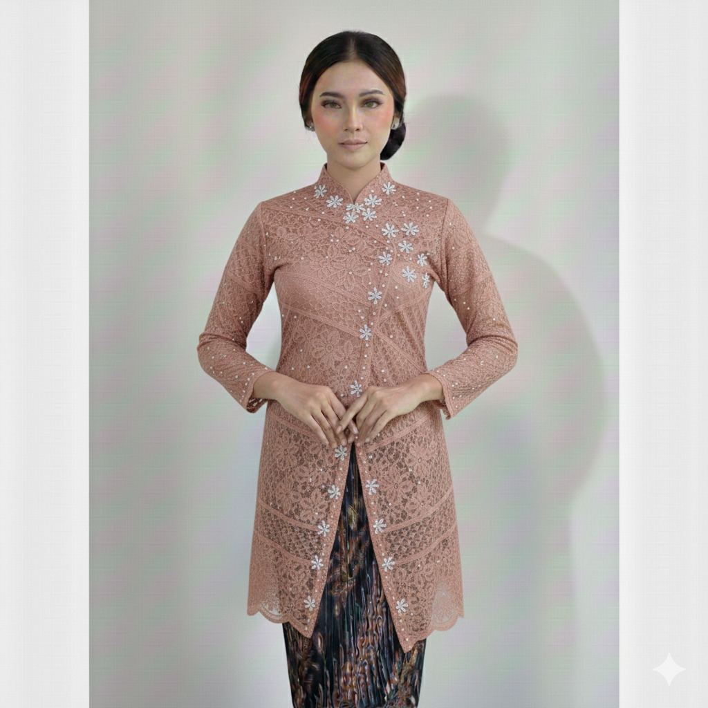 [TERBARU] Kebaya Tunik Brokat Modern Mewah - Kebaya Pesta Lace Motif Bunga Cantik
