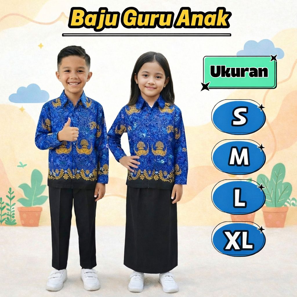 Baju Seragam Guru Anak 1-7 tahun Baju korpri Anak Laki & Perempuan