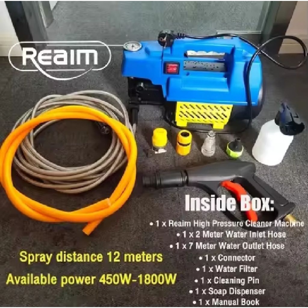 Reaim Mesin Cuci Tekanan Tinggi 600W dengan Tekanan Hingga 450 Bar