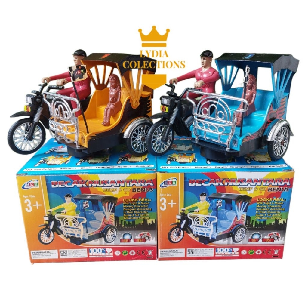 Mainan Anak Becak Motor Indonesia Mainan Tukang Becak Motor Ada Musik dan Lampu