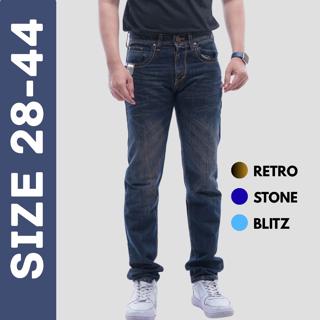 Celana Jeans Pria Panjang Reguler Fit Tidak Melar