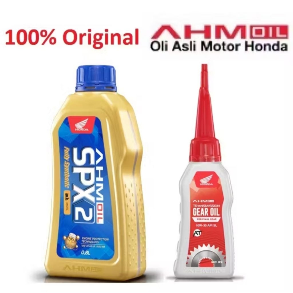 PAKET OLI SPX2 0,8L OLI GEAR GARDAN 120 ML MATIC SCOOTER ORI AHM