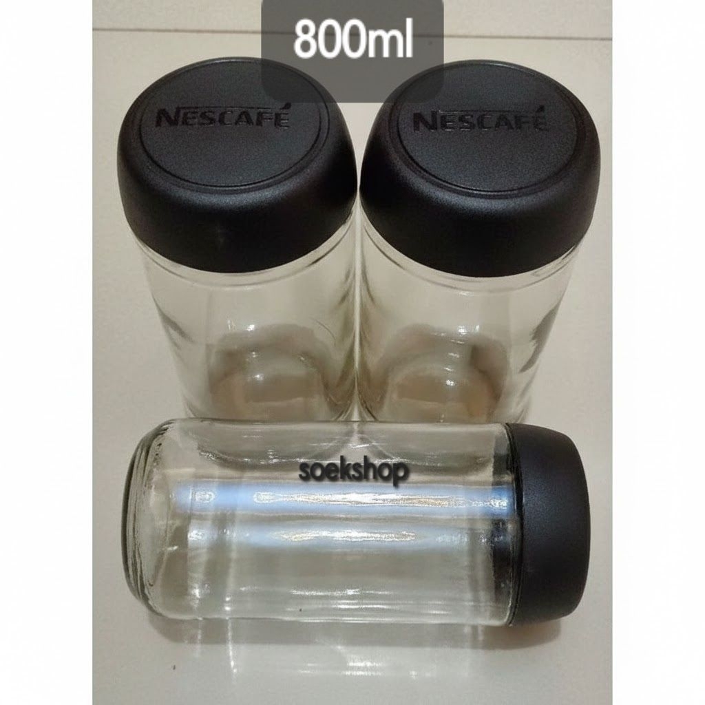 Toples JAR KACA Nescafe 800ml – Cocok untuk Bumbu, Kopi, atau Snack, Serbaguna