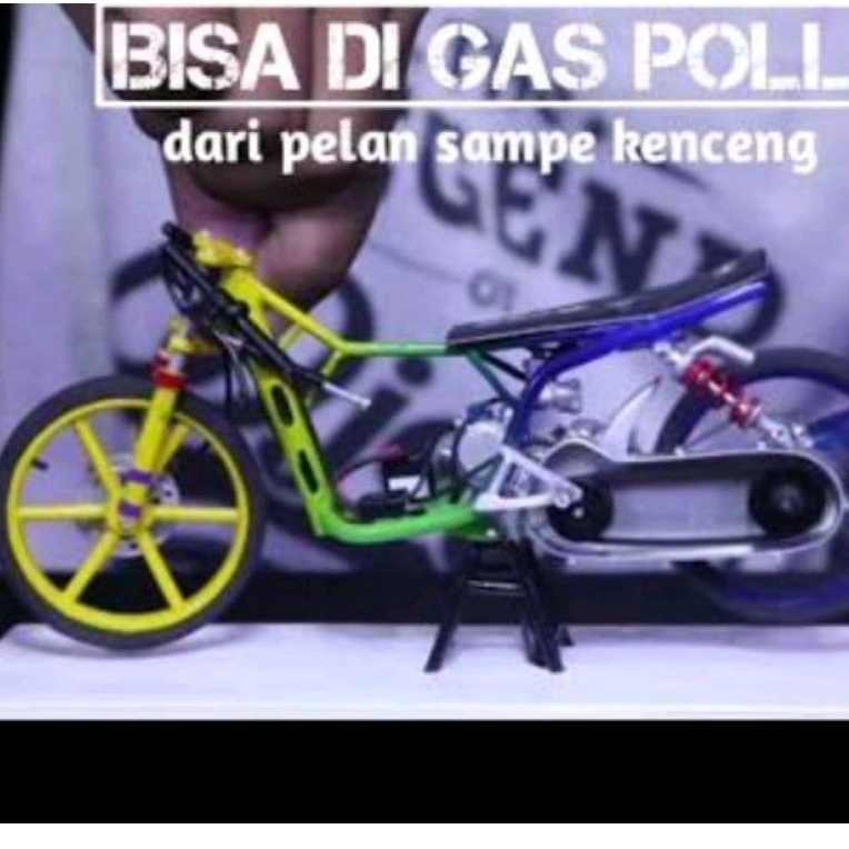 mainan diecast motor drag Yamaha aerox rangka full set