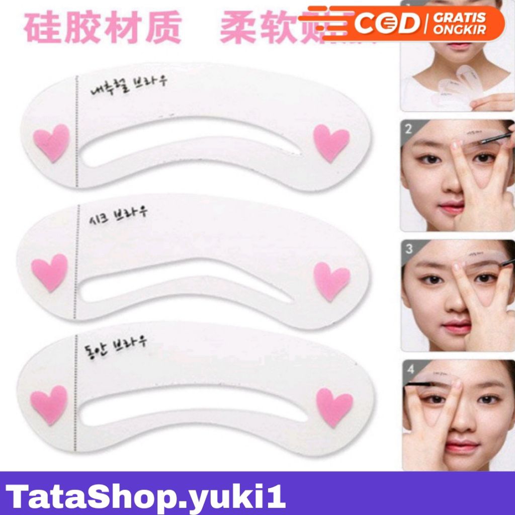 Cetakan Alis 3 IN 1 Mini Eyebrow Template Kit 3in1 Pencetak Alis 3 Bentuk Alis Murah Import Cetakan 