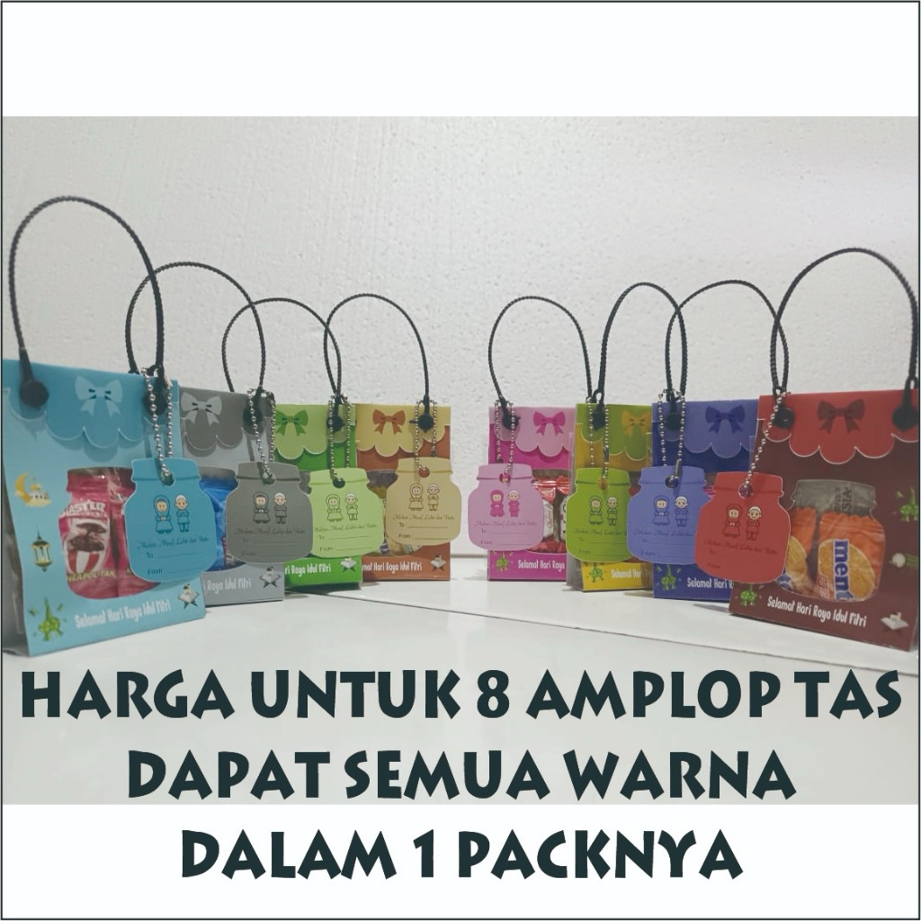 (8pcs) Amplop Lebaran Motif Tas, Amplop Lebaran Tas, Amplop Tas, amplop unik,amplop lucu,amplop leba