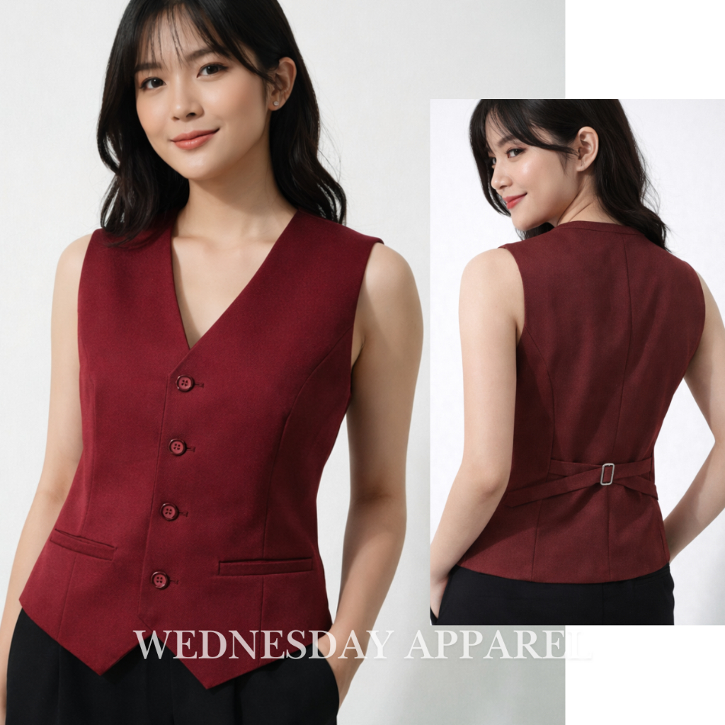 WEDNESDAY APPAREL - Vest Wanita V-Neck | Outer Wanita Casual & Formal | Rompi Kerja & Kuliah