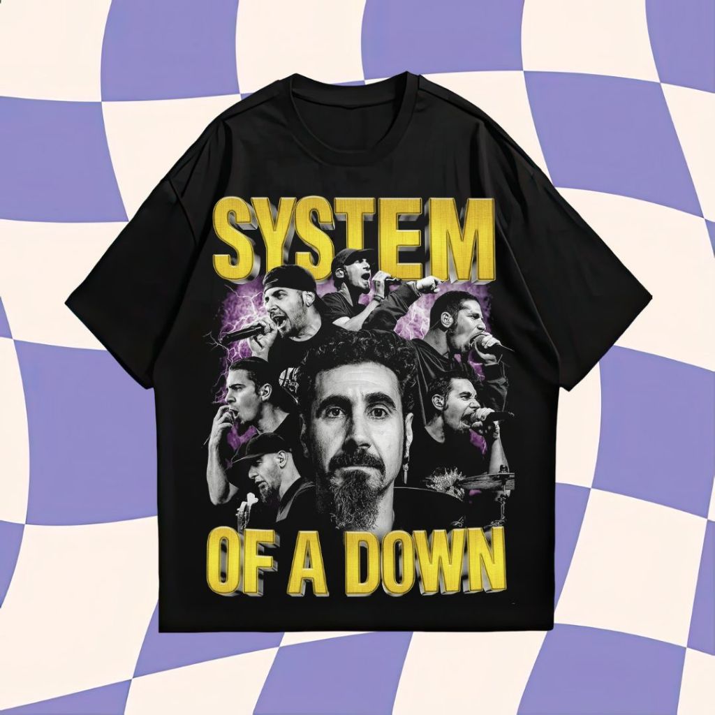 Purple Haze "System of a Down" Oversized T-Shirt | Black | Kaos Oversize | Vintage | Atasan
