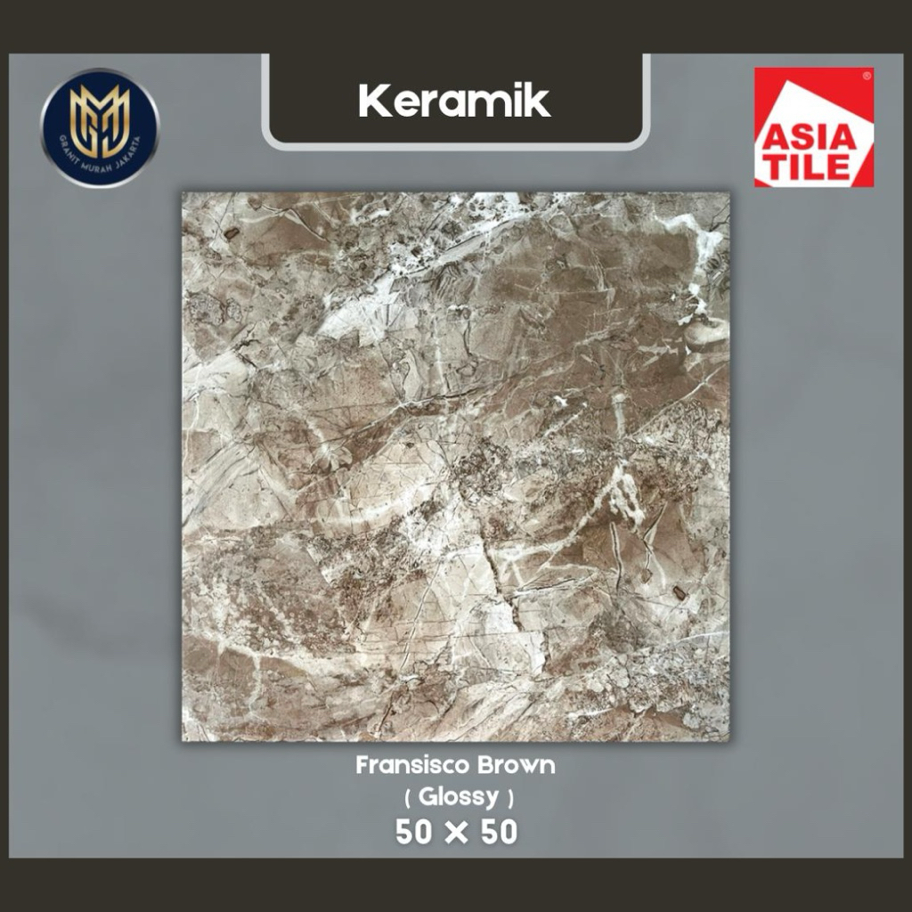 Keramik lantai 50x50 fransisco brown glossy - asia tile