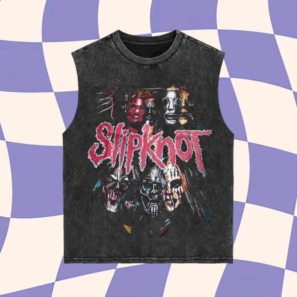 Purple Haze "Slipknot" Sleeveless Oversized T-Shirt | Stone Wash | Kaos Oversize | Vintage | Atasan
