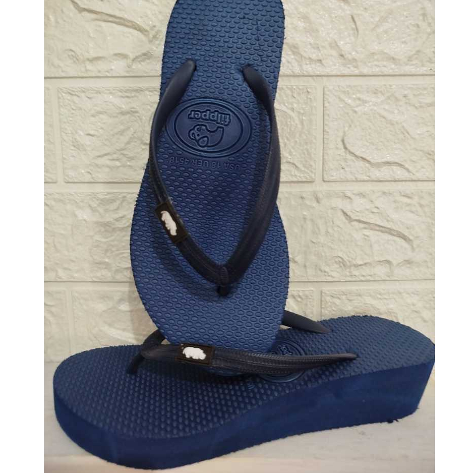 Sandal Jepit Wedges Wanita Filpper Hak 3cm Full Color