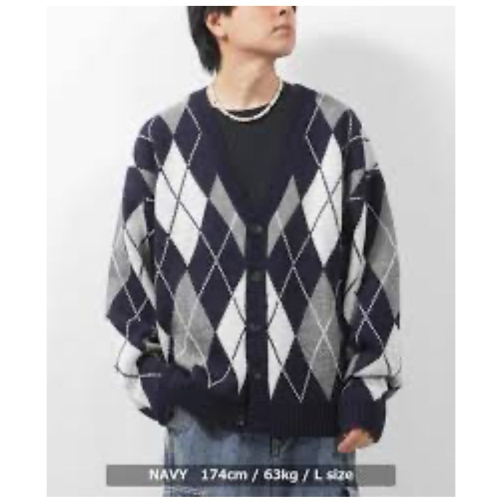 cardigan rajut ketupat /argyle KNIT cardigan / oversized cardigan / crop cardigan / korean cardigan 