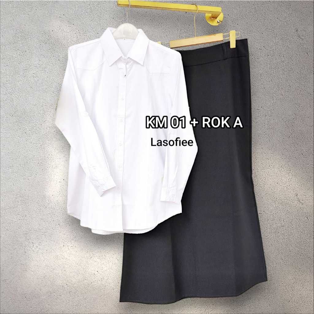 LASOFIEE 08 -Setelan Kemeja Putih Rok Hitam model A dan SPAN Wanita Elegan Formal/Kemeja Putih Rok H