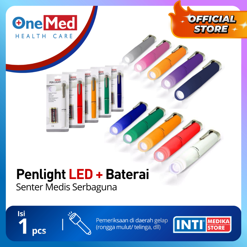 ONEMED - Penlight LED + Baterai | Senter Lampu Pena Perawat Dokter | Senter Medis Serbaguna | Senter