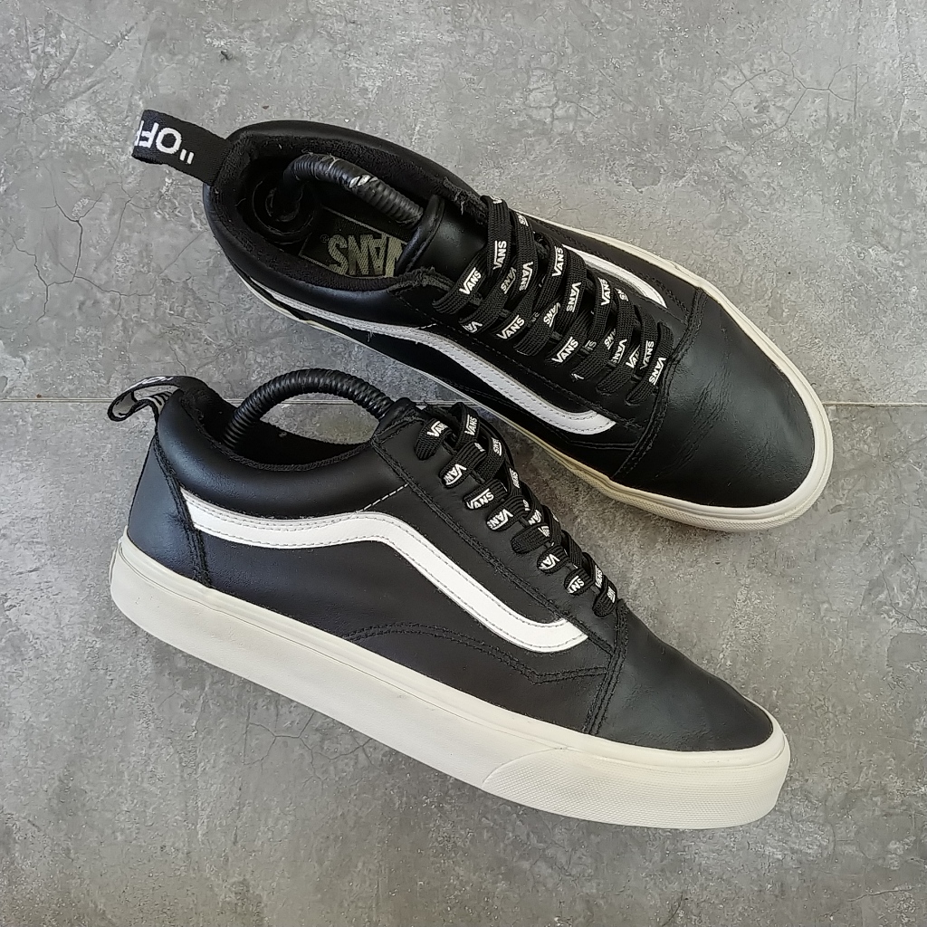 Vans Old Skool Otw Webbing Leather Black White Original ( Size 41 )