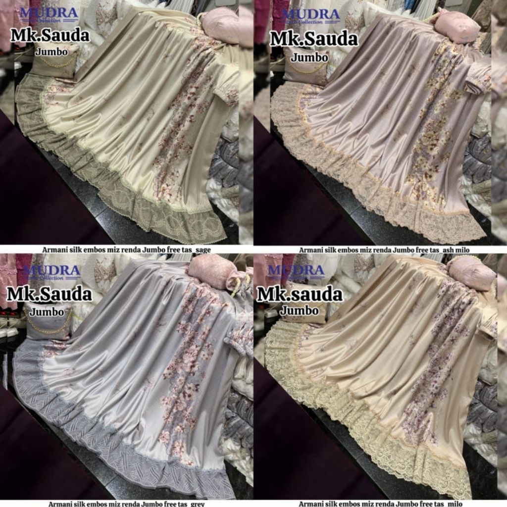 MUKENA SAUDA NAYSILA CARISSA MAHALINI ENJELI BY OVAL HIJAB MUKENA ARMANI SILK MIX RENDA PREMIUM MUKE