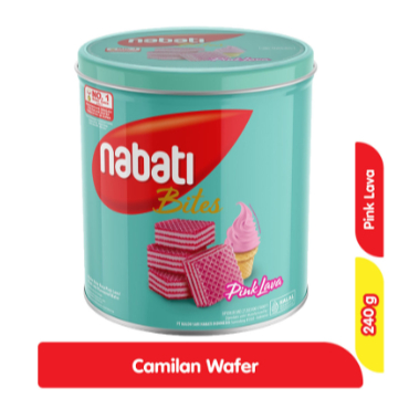 Nabati Bites Wafer Pink Lava Kaleng 240 g