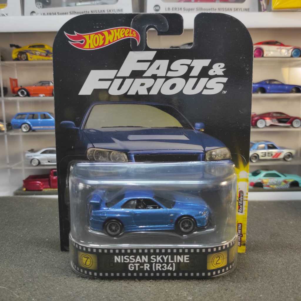 HOT WHEELS RETRO FAST & FURIOUS NISSAN SKYLINE R34 BIRU